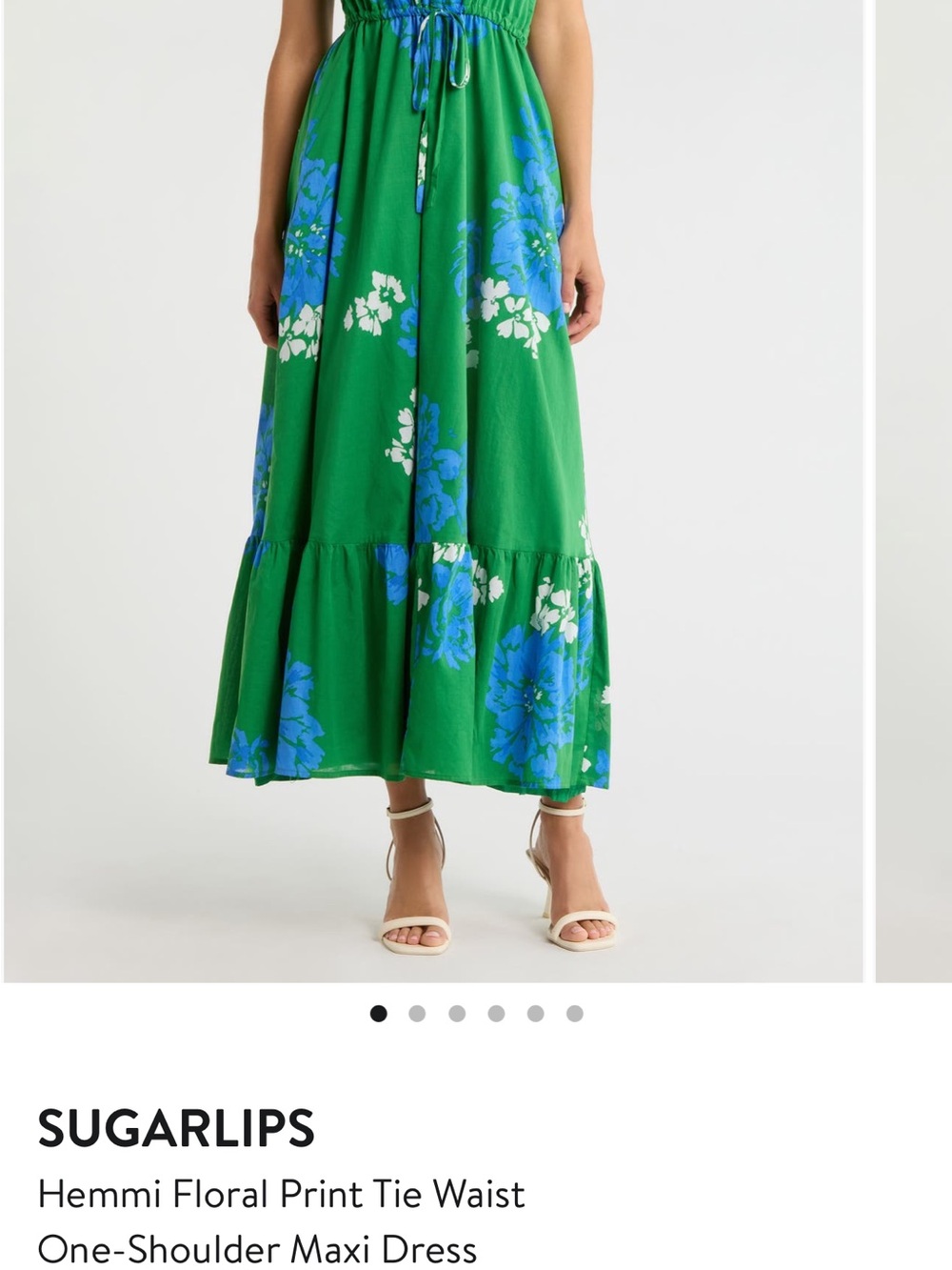 SUGARLIPS Green Floral Tie-Waist Maxi Skirt